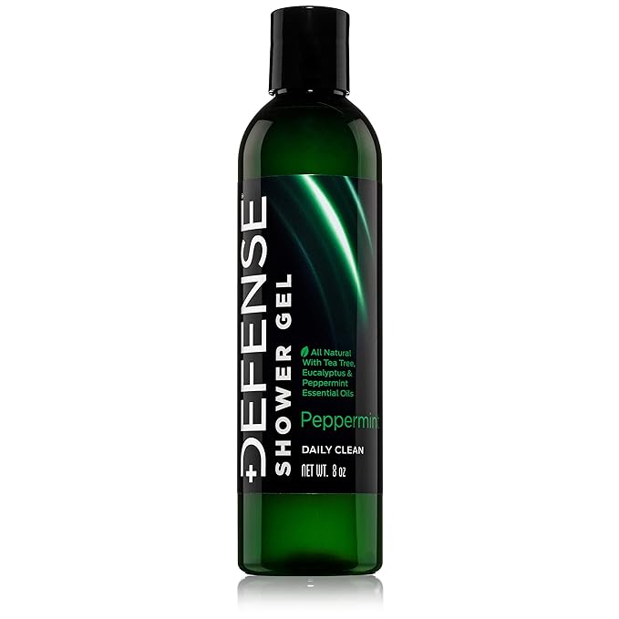 Defense Soap Peppermint Tea Tree Body Wash | All Natural Organic Shower Soap for Athletes | Odor Control & Skin Fungal Protection for Sports, Post Workout & Recovery - 8 oz