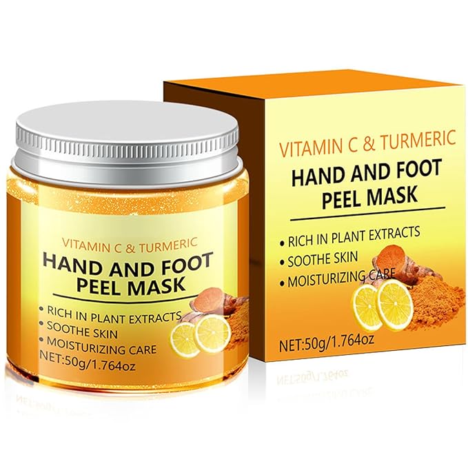 Vitamin C & Turmeric Hand and Foot Peel Mask - Moisturizing Hydrating Exfoliating Hand Film Hands Wax Peeling Masks Milk Honey for Dry Rough Cracked Skin Care for Women and Men, 50g / 1.76Oz