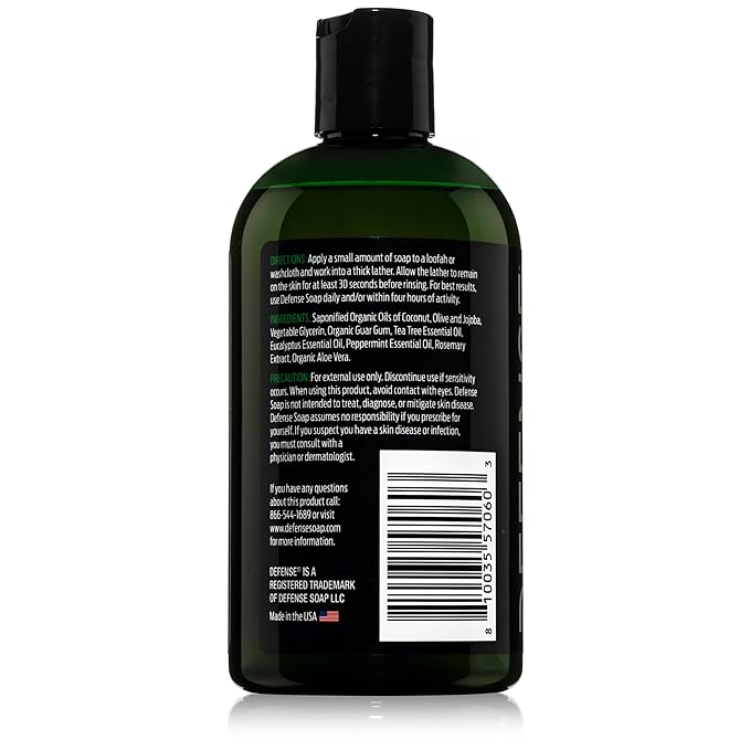 Defense Soap Tea Tree Body Wash (Original + Peppermint) | All Natural Organic Shower Soap for Athletes | Odor Control & Skin Fungal Protection for Sports, Post Workout & Recovery - 12 oz (Pack of 2)