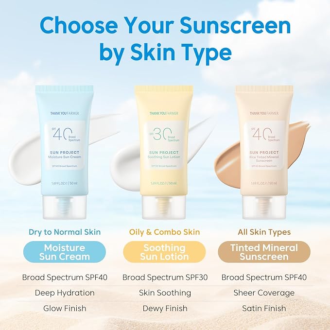 THANKYOU FARMER Sun Project Rice Tinted Mineral Sunscreen SPF40 Broad Spectrum - Korean Face Sunscreen with Zinc Oxide - Tinted SPF with No White Cast, Dermatologist-Tested - 1.69 fl oz