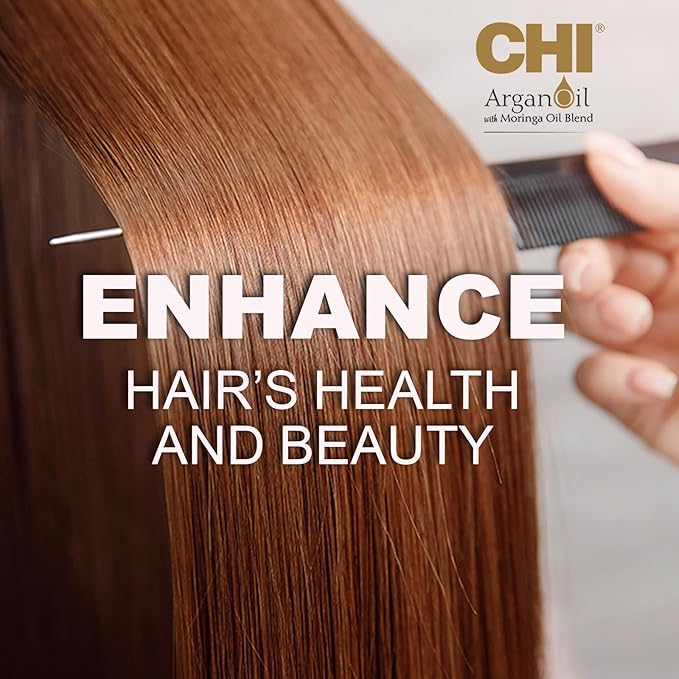 CHI Argan Oil Shampoo, Restores Moisture, Helps Rejuvenate Dry, Damaged Hair & Enhances Strength, Sulfate, Paraben, & Cruelty-Free, 11.5 Oz