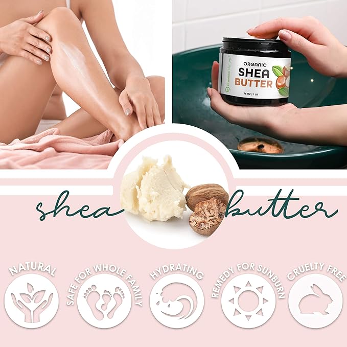 Pure Shea Butter Raw Organic for Skin Pure Virgin Unrefined Body Lotion Stretch Mark Skin Care Scar Cream Organic Shea Butter Raw Unrefined African Shae Manteca de Karite Organica Pura 1 LB, 16 oz