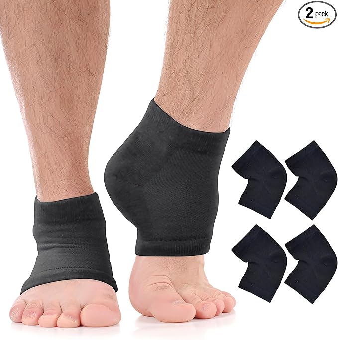 Moisturizing Socks for Men & Women | Cracked Heel Treatment with Aloe Vera | Moisturizer Heel Callus Remover | Aloe Socks for Cracked Heels & Dry Feet | Lotion Gel Sleeves (X-Large - Black)