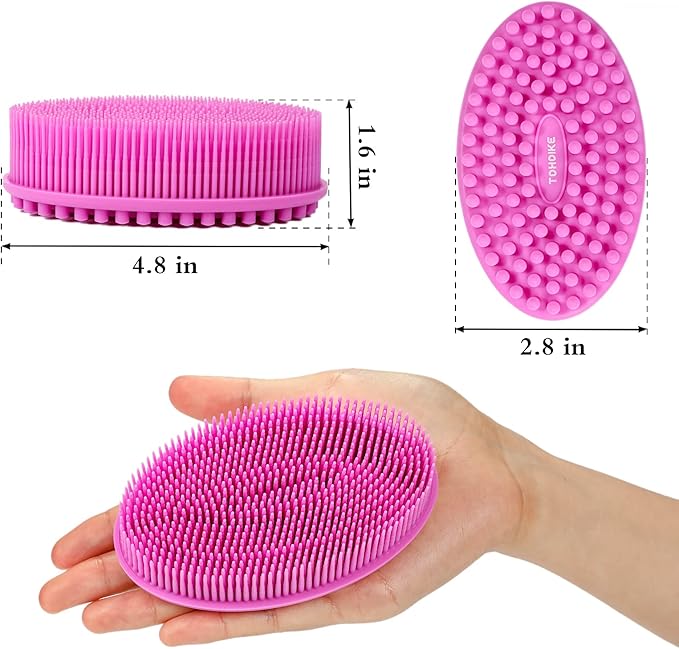 TDHDIKE Silicone Body Scrubber Loofah - Set of 3 Soft Exfoliating Body Bath Shower Scrubber Loofsh Brush for Sensitive Kids Women Men All Kinds of Skin
