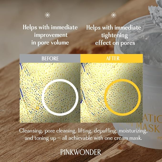 PINKWONDER Jojoba Mochi Vation™ Mud Clay Mask 3.17oz (90g), Organic Jojoba Oil, Blackhead Remover, Clay Detox, Pore Minimizing Wash Off Face Mask