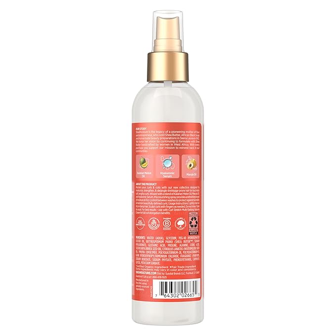 SheaMoisture Curl Stretch Refresher Spray Kalahari Melon Oil and Marula Oil Between Wash Style Stretcher Boosts Hydration, Fights Humidity and Frizz with Hyaluronic Serum 8 Fl Oz