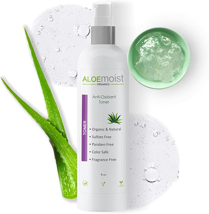 Aloe Vera Toner for Sensitive Skin: Hydrating Facial Toner for Women Anti Aging Dry, Oily & Acne Prone Skin with Soothing Aloe Vera, Pore Minimizing Witch Hazel, pH Balancing Antioxidant Green Tea 8oz