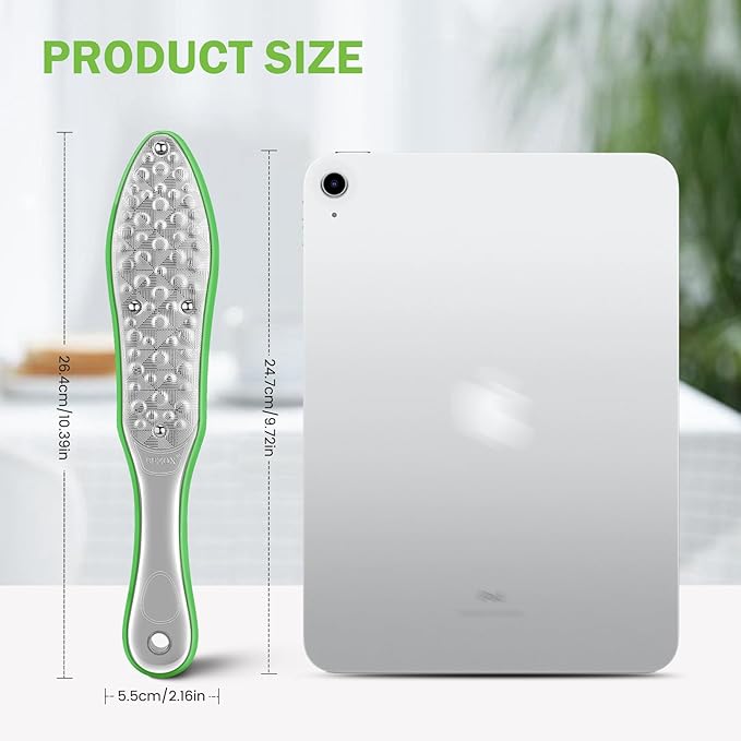 BEZOX Foot Scrubber for Dead Skin(1PCS) - Double Sided Feet File Callus Remover, Heavy Duty Stainless Steel Heel Scraper, Cracked Heel Repair - Green