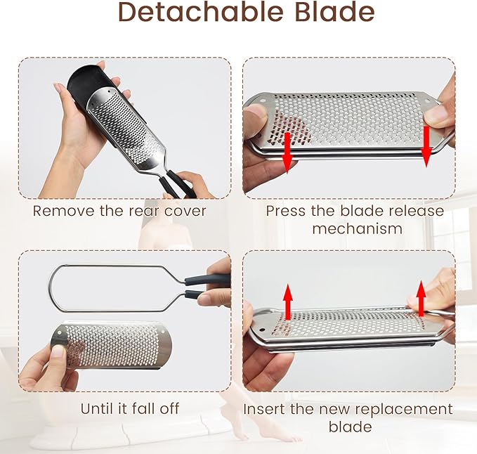 2 Pack Colossal Foot Rasp Scraper 1 Big Hole & 1 Small Hole, Detachable Professional Pedicure Tool Stainless Steel Dead Skin Remover Foot Scrubber Heels Repair for Dry and Wet Feet