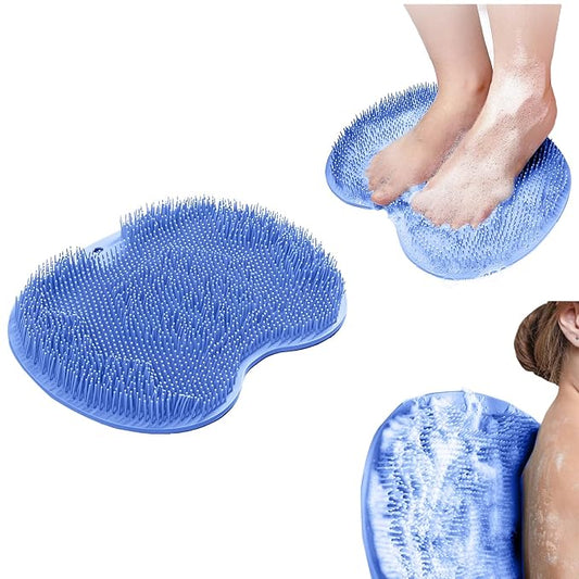 Shower Foot Scrubber Mat with 3 Types of Upgraded Brushes for Massage, Shower Back Scrubber with Micro suction cups,Back Washer,Shower Scrubber for Body at Home Spa (Sky Blue)