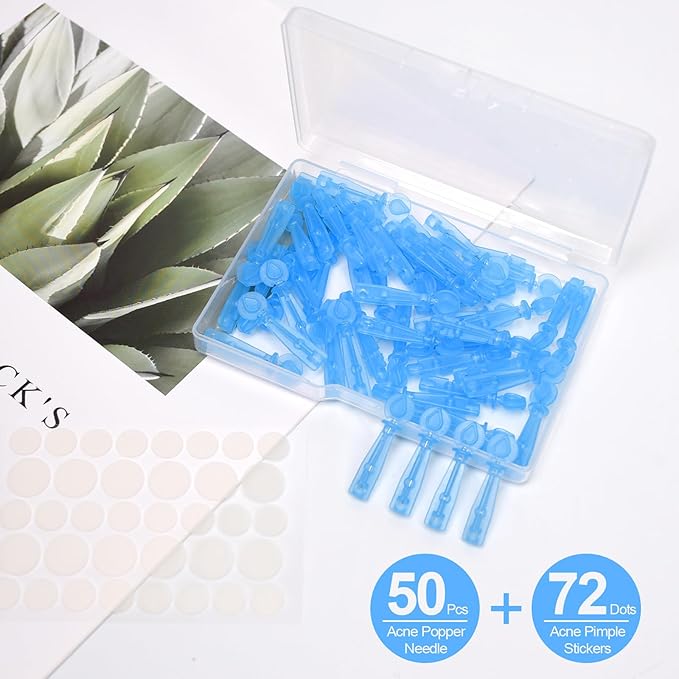 50PCS Disposable Acne Needle & 72 Dots Pimple Stickers - Ultrafine Pimple Popper Needle