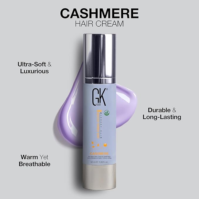 GK HAIR Global Keratin Leave in Cashmere Hair Smoothing and Styling Cream (1.69 Fl Oz/50ml) Argan Oil for Anti-Frizz Sleek Shine and Hydrates Dry Damaged and Unmanageable Hair Repair