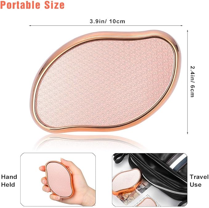 BEZOX Glass Foot File Callus Remover, Crystal Pedicure Foot Scrubber for Travel Use, Portable Handheld Sized Foot Scraper for Cracked Heel - Shinning Golden