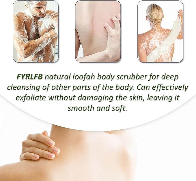 Natural Loofah Exfoliating Body Scrubber for Men and Women, Loofah Sponge Pads & Body Sponges Scrubber, Luffa Sponge to Clean & Relax Your Body Deeply (2 Pack)