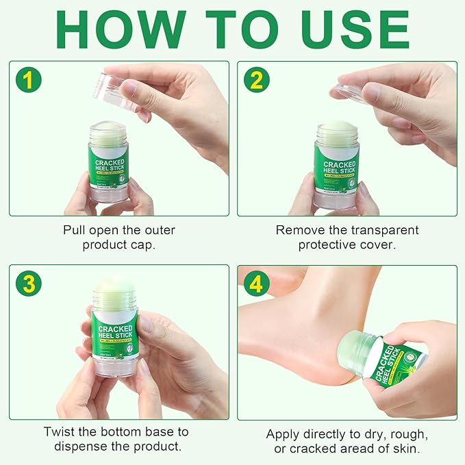 2-Pack 60% Urea Foot Balm Stick, Aloe, Peach Heel Repair Stick, Deep Moisturizing Hand & Foot Cream for Dry, Cracked Heels, Calluses, Rough Skin, Intensive Hydration & Smoothing Treatment (1.41 Ounce)