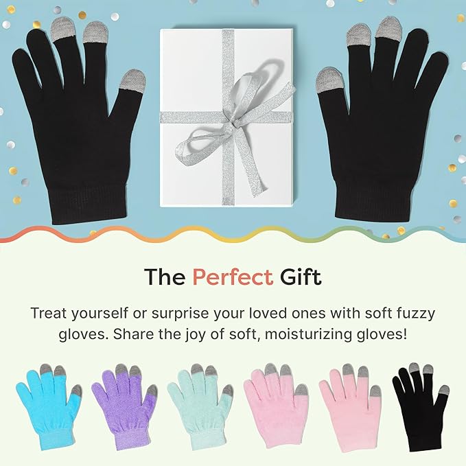 ZenToes Moisturizing Gloves for Dry Hands, Gel Infused with Jojoba Seed Oil, Olive Oil and Vitamin E, Overnight Hand Moisturizer (Large, Cotton Black)