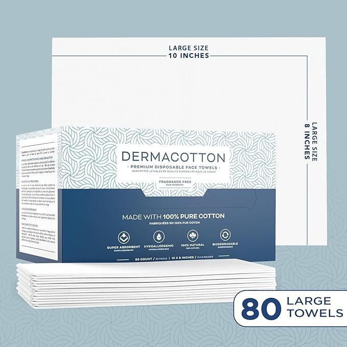 100% Pure Cotton Face Towels – 240 Count Large Disposable Wash Cloths for Face Washing, Makeup Removal & Acne Care | Ultra Soft, Hypoallergenic & Fragrance-Free