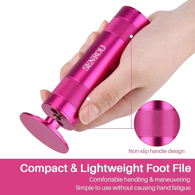 Electric Foot File Tool - Callus Remover for Feet, 2-in-1 Nail Grinder, Adjustable Speed with 60 Sandpaper Discs, Rose