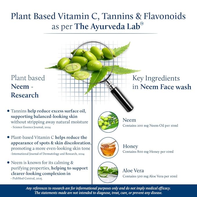 Blue Nectar Vitamin C Face Wash for Women and Men | Anti Acne Face Wash with Neem & Honey (11 Herbs, 3.38 Fl oz)