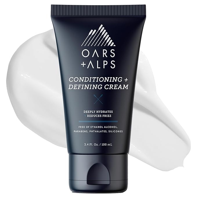Oars + Alps Conditioning and Defining Cream, Styling Cream to Prevent Dull and Dry Hair, Moisturizing, Hydrating, Sofetening Hair Lotion with Argan Oil & Chia Seed Oil, 3.4oz