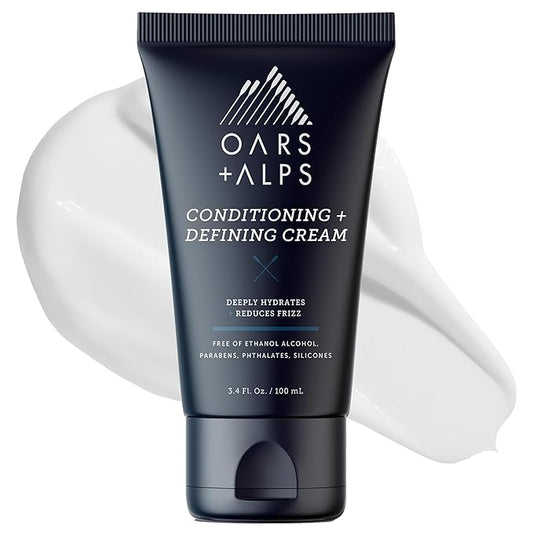 Oars + Alps Conditioning and Defining Cream, Styling Cream to Prevent Dull and Dry Hair, Moisturizing, Hydrating, Sofetening Hair Lotion with Argan Oil & Chia Seed Oil, 3.4oz