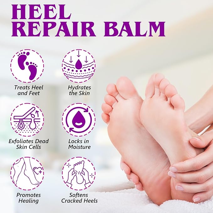 Cracked Heel Treatment Balm Stick, Dry & Cracked Foot Repair for Instant & Deep Moisturizing & Hydrating, with Aloe, Coconut Oil, Hyaluronic Aicd, Olive Oil, Lavender Scent, 2.46 oz/70 g