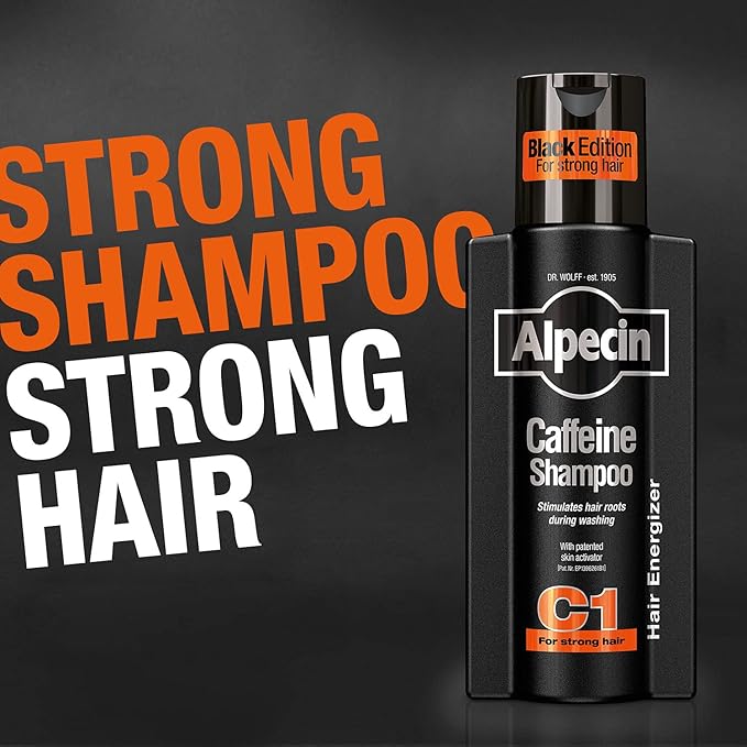 Alpecin Caffeine Shampoo C1 Black Edition with Bold Fragrance 8.45 oz I Hair Performance Enhancer Promotes Natural Hair Growth and Thickness I Energizes Scalp