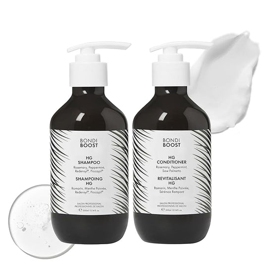 BondiBoost HG Anti-Thinning Shampoo Conditioner Set [10.14 fl oz each], Clinically Tested to Promote Fuller + Thicker-Looking Hair for Women & Men, Procapil, Redensyl & Rosemary Formula, Sulfate-Free