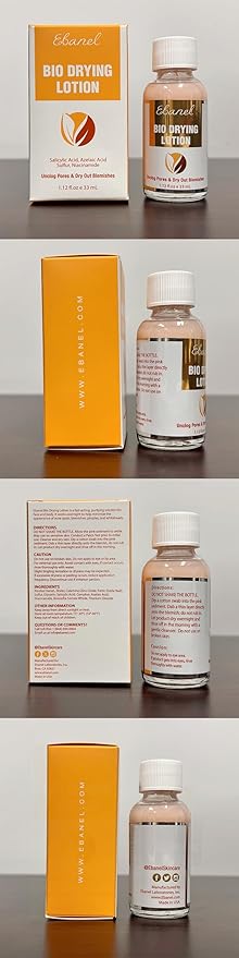 Ebanel Bio Drying Lotion Blemish Spot Solution for Face & Body with Sulfur & Salicylic Acid, Targets Pimples & Zits, Helps Clear Pores and Reduce Surface Blemishes Overnight