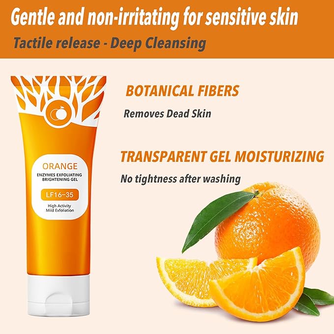 Orange Exfoliating Gel, Face & Body Scrub, Natural Orange Peeling Gel Moisturizing Face Scrub, Gentle for All Skin Types(2PCS)