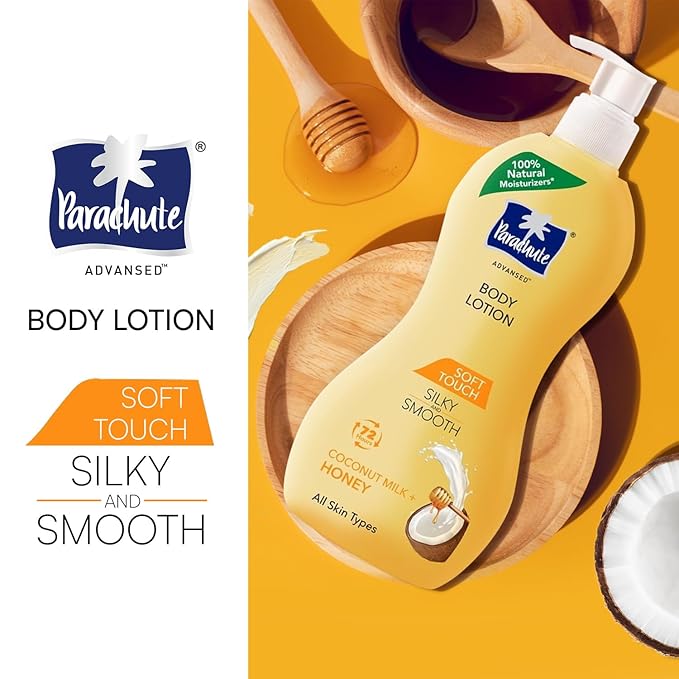 Parachute Advansed Soft Touch Body Lotion with Pure Coconut Milk & Honey |For Women & Men | All Skin types | 100% Natural, 72h Moisturisation | 8.4 Fl.oz. (Pack of 3)