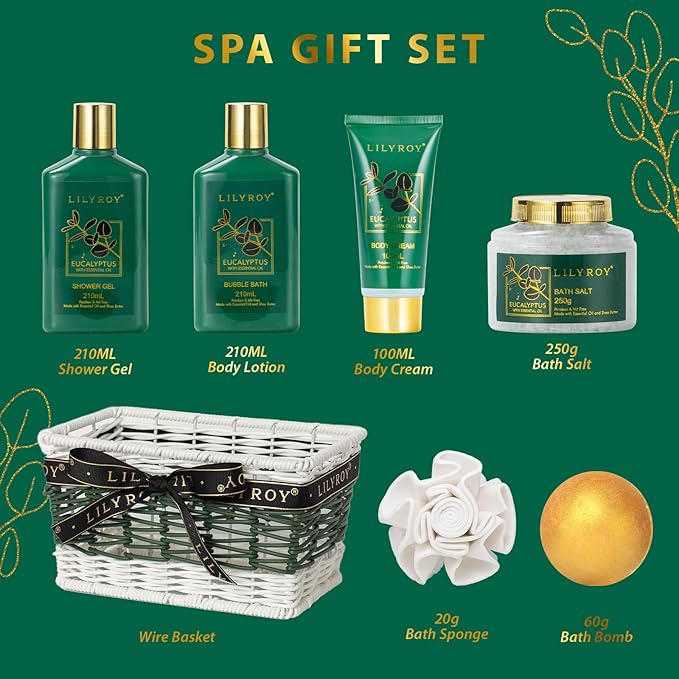 Christmas Gifts for Women - 7 Pcs Pampering Bath and Body Gift Basket Set for Women, Gift with Shower Gel | Valentine's, Birthday, Mothers Day Gifts for Mom, Perfect Gift Set for Mom All Occasion