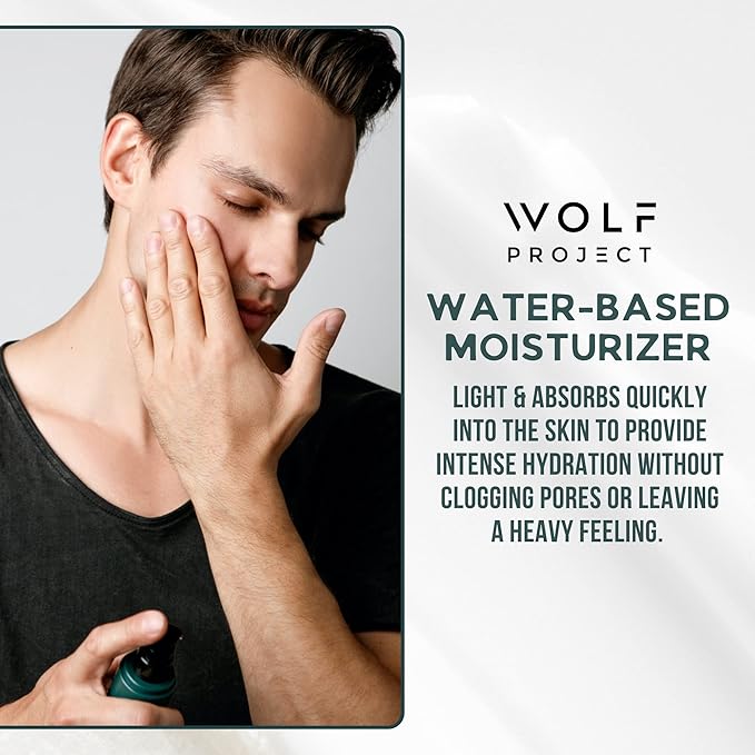 Wolf Project Advanced Skin Care Face Moisturizer Gel Cream, Anti Aging Face Gel Serum with Hyaluronic Acid, Bamboo Water, Tea Tree Leaf, Ginger Root, Ginseng - For All Skin Types, 3.38 oz
