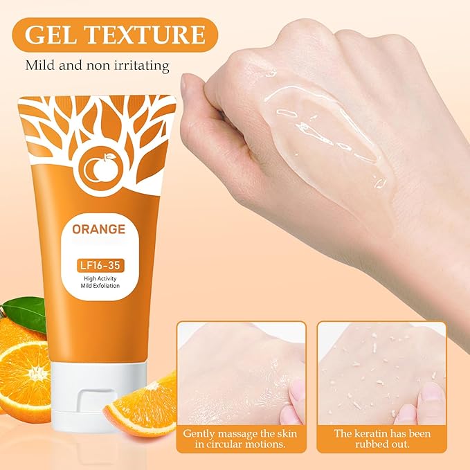 Orange Exfoliating Gel for Face and Body,Deep Pore Orange Peeling Scrub, Cleaning Pores, Remove Blackheads Moisturize Cleansing, Facial Exfoliating Gel for All Types Skin