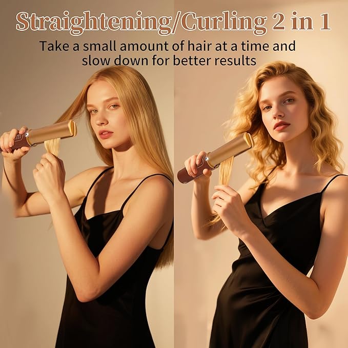 Cordless Hair Straightener, Portable Straightener 2 in 1 for Hair Straightening and Curling,5000mAh Mini Travel Hair Straightener,Fast Heating Titanium Flat Iron, 210°C/410°F Within Seconds(Urban OL)