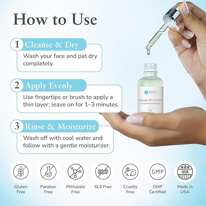 Salicylic 10% Gel Peel, Breakout and Pore Minimizer and Cleanser, 15-30 Full Facial Chemical Peels, 1 fl oz. e, 30 mL – Perfect Image