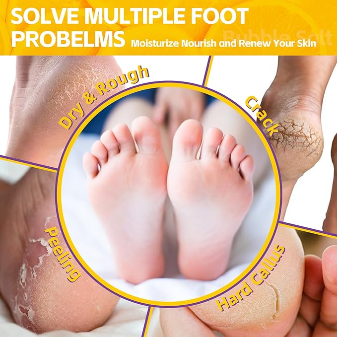 Pedicure Foot Soak, Foot Spa Soak, Pedicure Kit, Bubble Foot Bath for Tired & Dry Cracked Feet, Athletes Feet, Odor Foot and Softens Calluses, Foot Soak 16 Packs A Box, Orange