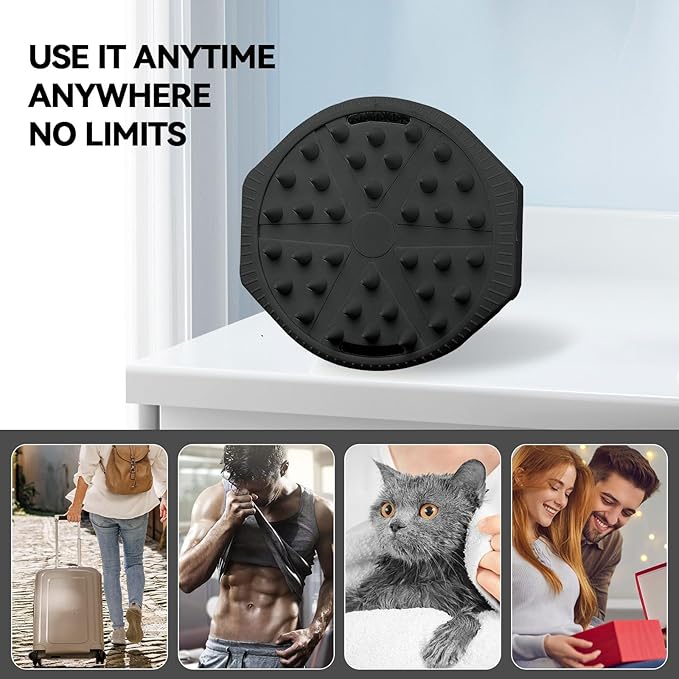 OTHIX Dual-Sided Silicone Body Scrubber, 2-in-1 Silicone Loofah for Shower Exfoliating Body Brush Buffer Scrubber for Men and Women for All Skin, Scalp Massager Lather Well＆Easy to Clean (Black)