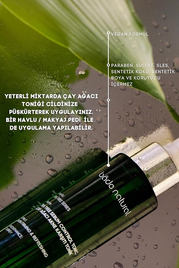 Bade Natural Tea Tree Pore-Refining Toner – Clarifying Toner for Acne-Prone, Oily & Combination Skin – Gently Mattifies and Hydrates – 3.4 fl oz (100 ml)