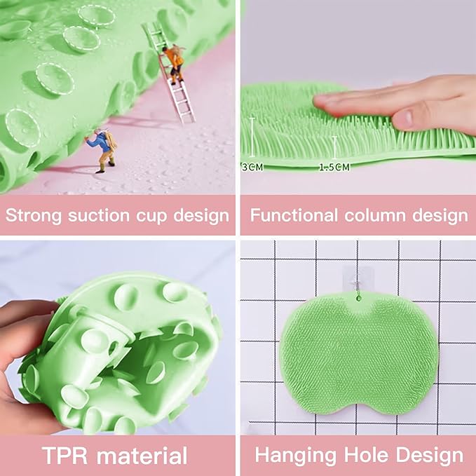 4-Pack Bath Scrubber Mat for Back Scrubbing and Foot Exfoliation - Dual-Use Shower Mats with Non-Slip Suction Cups - Soft, Durable, and Hygienic - Perfect for Full-Body Cleansing and Spa-Like Comfort
