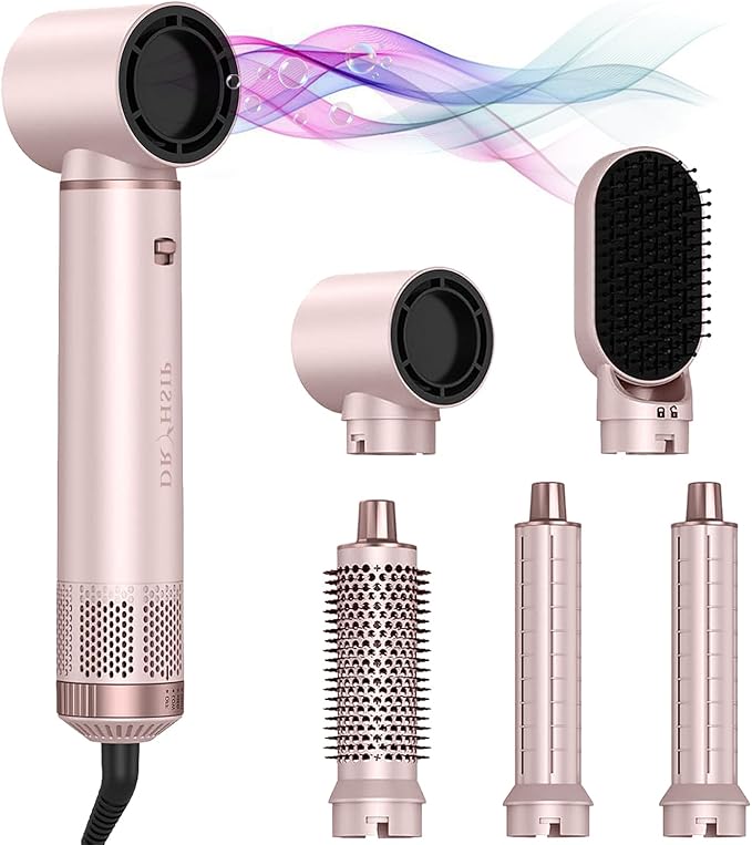 5 in 1 Hot Air Styler - Blow Dryer Brush & Air Curling Wrap Styler with Negative Ion Technology, Hair Dryer Brush for Drying, Curling, Straightening & Styling, Professional Hair Styling Tools