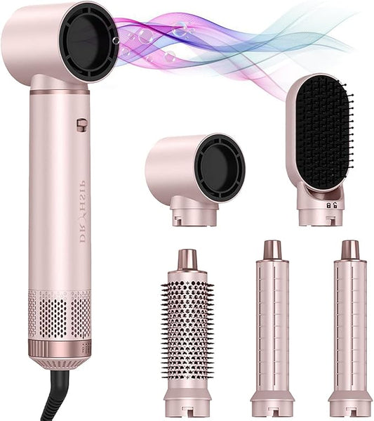 5 in 1 Hot Air Styler - Blow Dryer Brush & Air Curling Wrap Styler with Negative Ion Technology, Hair Dryer Brush for Drying, Curling, Straightening & Styling, Professional Hair Styling Tools