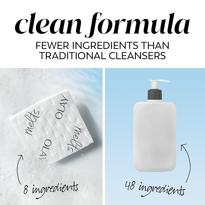 Olay Face Wash, Vitamin C Cleansing Melts, Daily Use Gentle Cleanser, For All Skin Types, Travel Size, Soft Citrus Scent, Water-Activated to Clean, Tone, and Refresh, 64ct (2 Pack x 32ct)