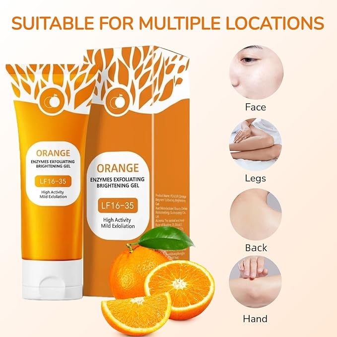 Orange Exfoliating Gel for Face & Body, Deep Cleansing Peeling Gel, Helps Unclog Pores & Moisturize Skin, Gentle Exfoliator for Dullness, All Skin Types (1)