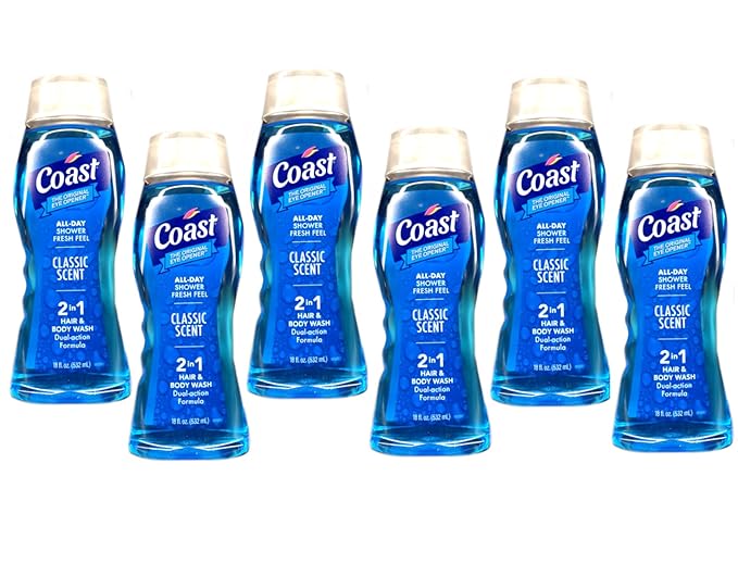 Coast 2 in 1 Hair & Body Wash Classic Scent 18 Oz. - (Pack of 6)
