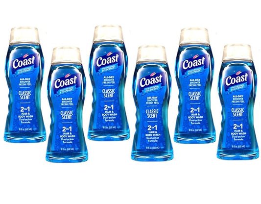Coast 2 in 1 Hair & Body Wash Classic Scent 18 Oz. - (Pack of 6)