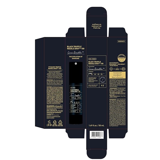 VT COSMETICS Black Truffle Reedle Shot 100 Serum with Black Truffle Extract & 24K Gold Spicule Microneedling Formula, Korean Skincare, 1.69 fl oz(50ml)