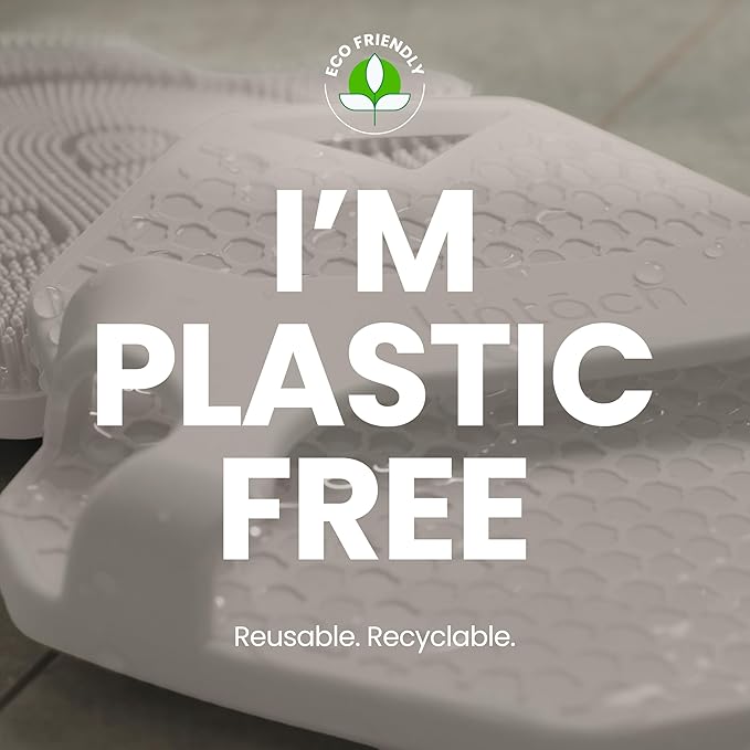 Silicone Shower Scrubber for Body – Exfoliating Loofah Alternative, Zinc & Silver-Infused, Hygienic & Gentle for Sensitive Skin, Durable & Long-Lasting Body Scrubber for Men - White Sand