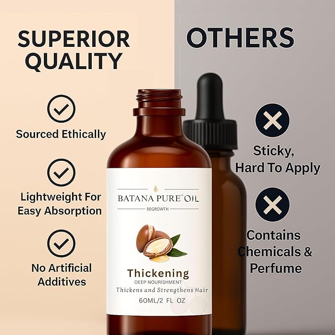 Batana Oil for Hair Growth – 100% Pure & Organic from Honduras – Cold-Pressed Treatment for Scalp & Hair – Strengthens, Thickens & Restores Natural Hair – 60ml