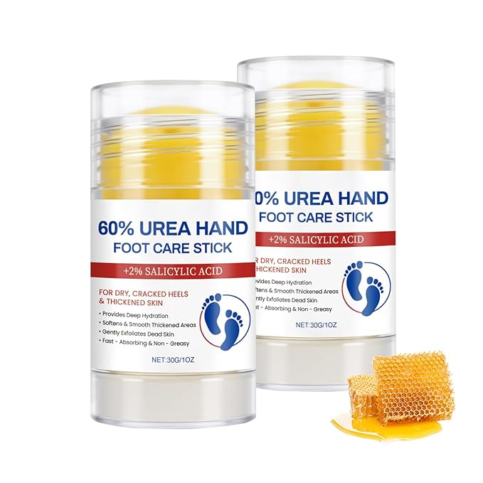 60% Urea Cream with 2% Salicylic Acid Foot Balm, Portable Hand Cream, Foot Cream for Dry Cracked Heels and Feet Hand, Urea Heel Care Stick Callus Remover & Skin Softener, 1oz*2